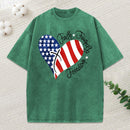 Faith Family Freedom Heart Christian American 4Th Of July Washed T-Shirt