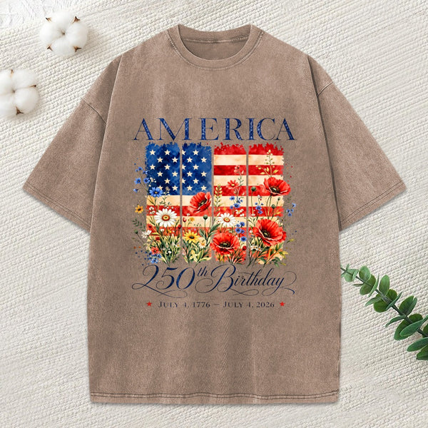 1776-2026 250Th Birthday Of America Patriotic Washed T-Shirt
