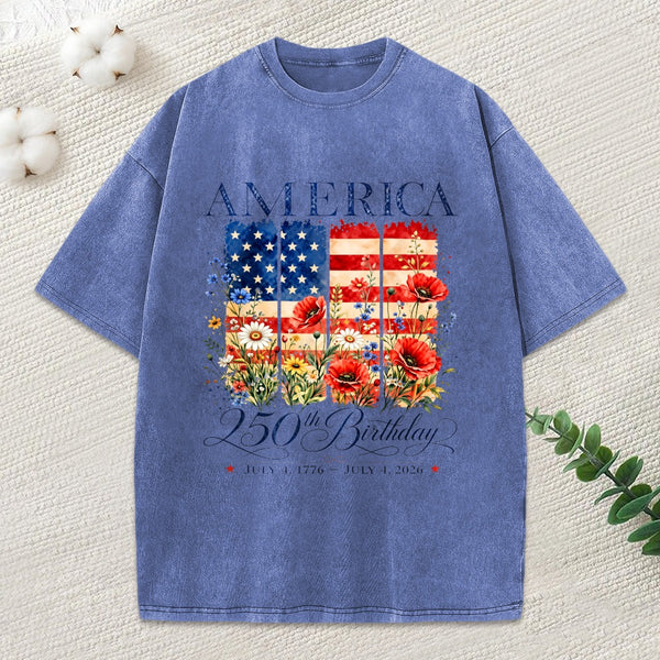 1776-2026 250Th Birthday Of America Patriotic Washed T-Shirt