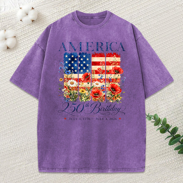 1776-2026 250Th Birthday Of America Patriotic Washed T-Shirt
