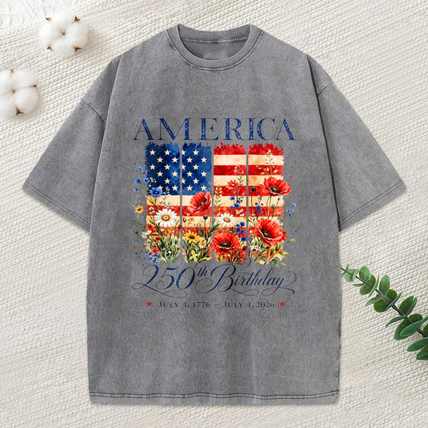1776-2026 250Th Birthday Of America Patriotic Washed T-Shirt