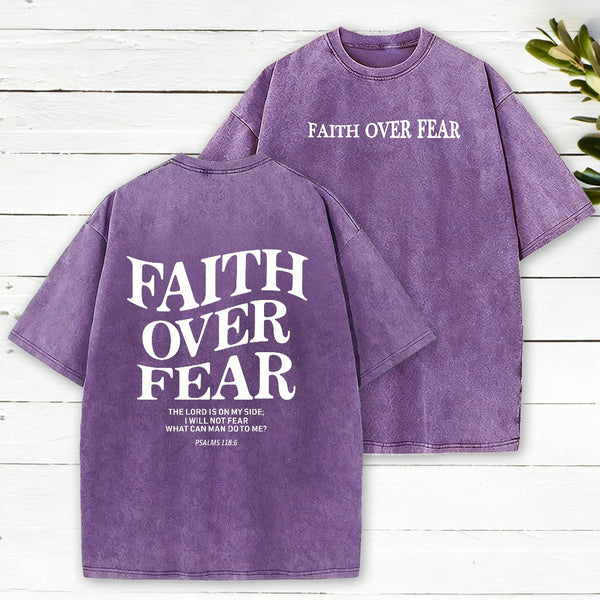 Faith Over Fear Christian Washed T-Shirt