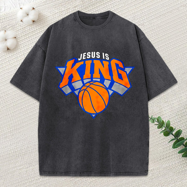 Jesus Is King Christian Washed T-Shirt
