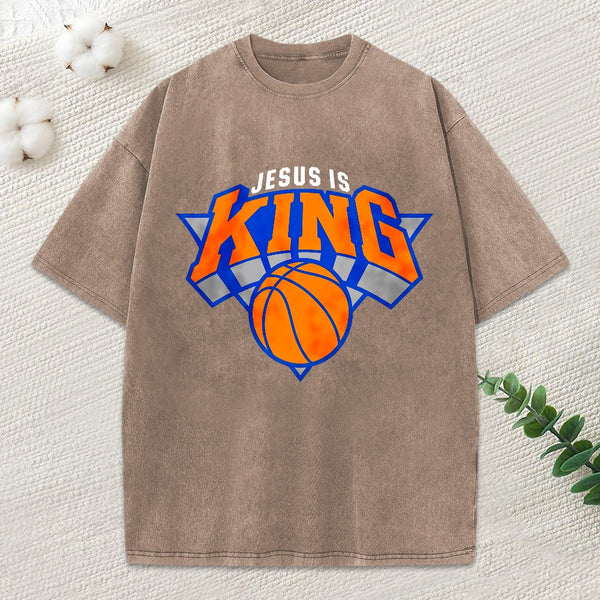 Jesus Is King Christian Washed T-Shirt