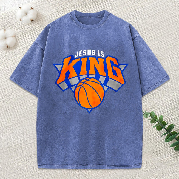 Jesus Is King Christian Washed T-Shirt