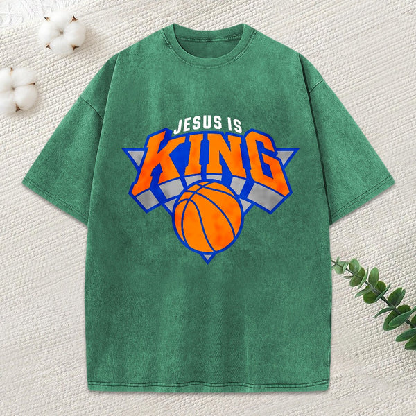 Jesus Is King Christian Washed T-Shirt