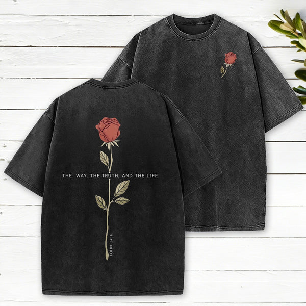 The Way The Truth The Life Christian Washed T-Shirt