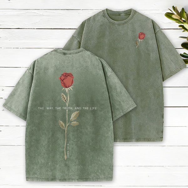 The Way The Truth The Life Christian Washed T-Shirt
