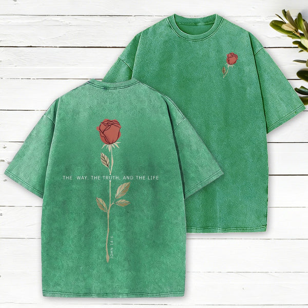 The Way The Truth The Life Christian Washed T-Shirt