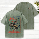 She Loves Jesus And America Too Christian Washed T-Shirt