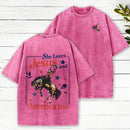 She Loves Jesus And America Too Christian Washed T-Shirt
