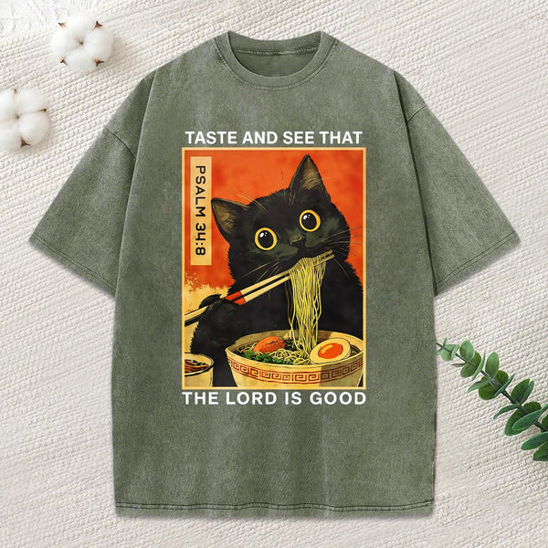 Taste And See That The Lord Is Good Christian Washed T-Shirt