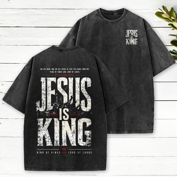 Jesus Is King Christian Washed T-Shirt