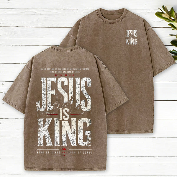 Jesus Is King Christian Washed T-Shirt