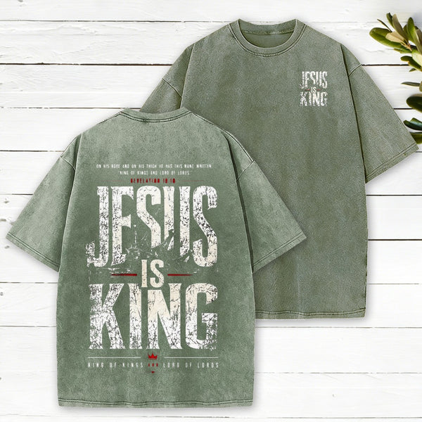 Jesus Is King Christian Washed T-Shirt