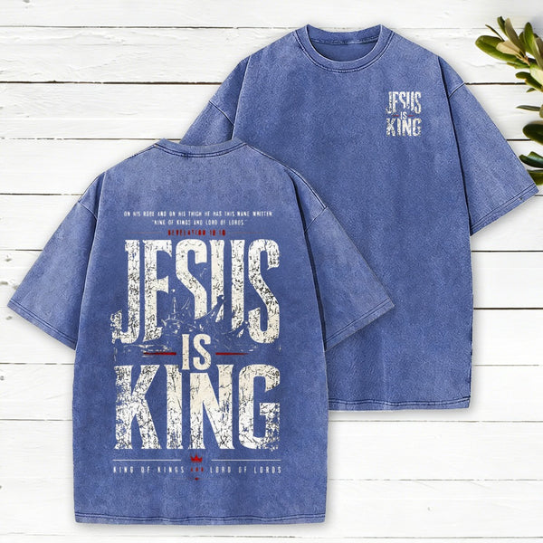 Jesus Is King Christian Washed T-Shirt