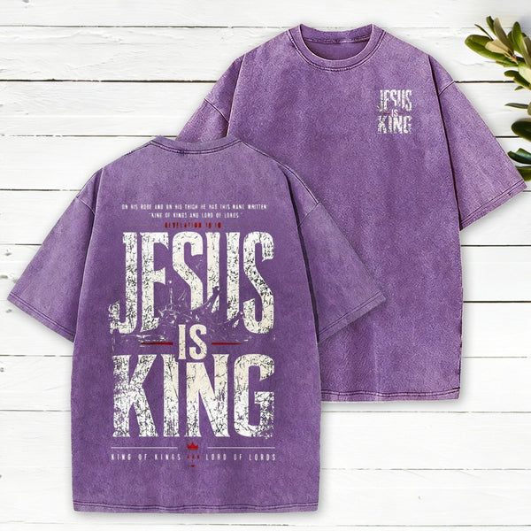 Jesus Is King Christian Washed T-Shirt