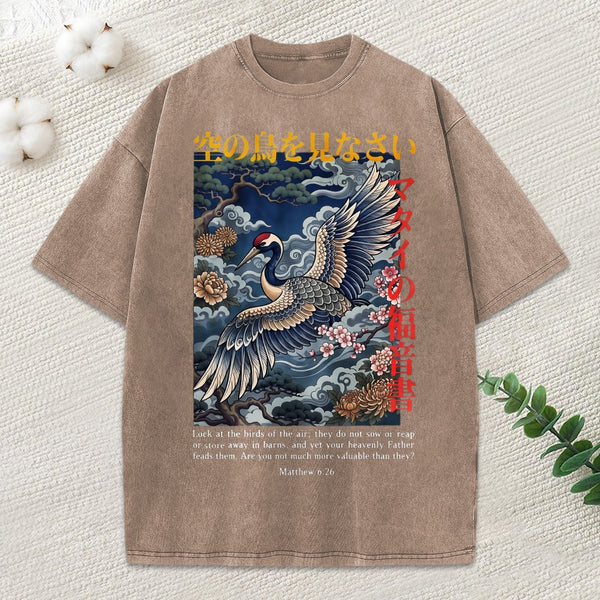 Look At The Birds Christian Washed T-Shirt