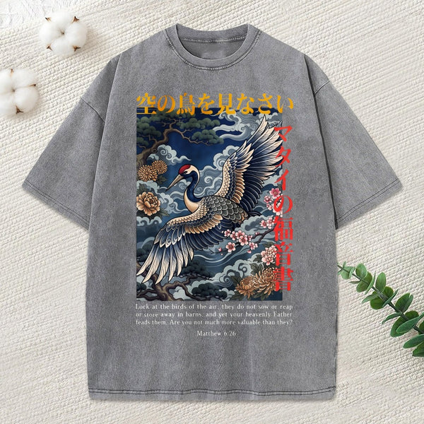 Look At The Birds Christian Washed T-Shirt