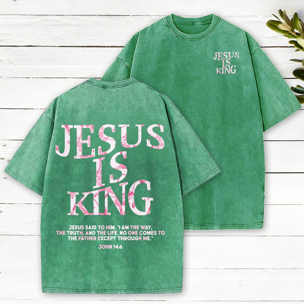 Jesus Is King Camo Christian Washed T-Shirt