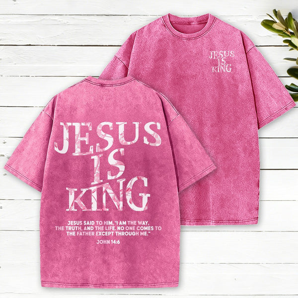 Jesus Is King Camo Christian Washed T-Shirt