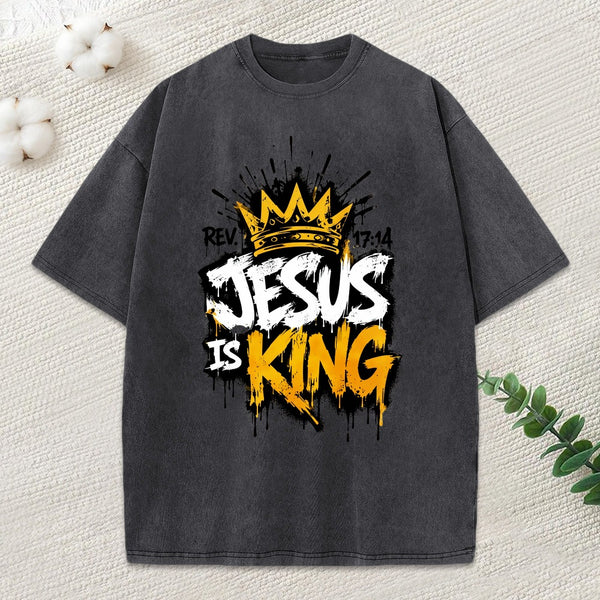 Jesus Is King Christian Washed T-Shirt