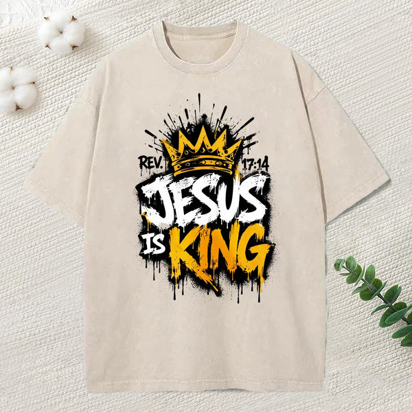 Jesus Is King Christian Washed T-Shirt
