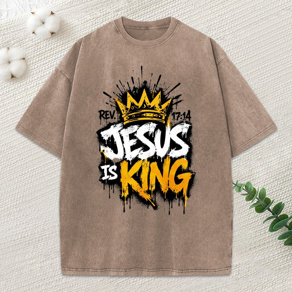 Jesus Is King Christian Washed T-Shirt
