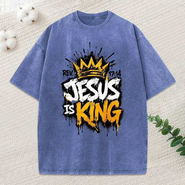 Jesus Is King Christian Washed T-Shirt