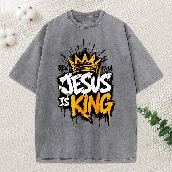 Jesus Is King Christian Washed T-Shirt