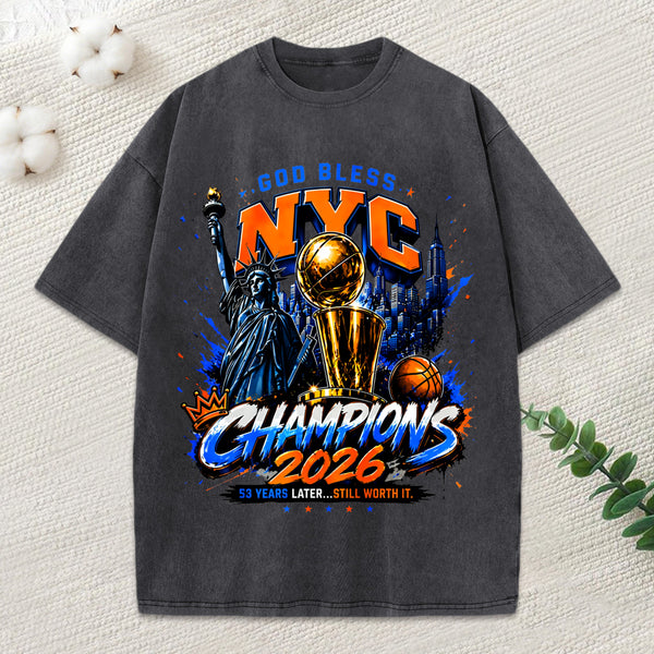 God Bless New York City Christian Washed T-Shirt
