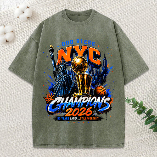 God Bless New York City Christian Washed T-Shirt