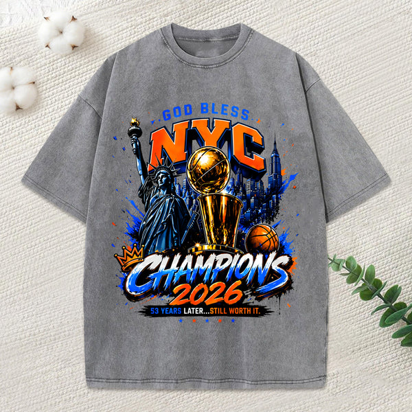 God Bless New York City Christian Washed T-Shirt