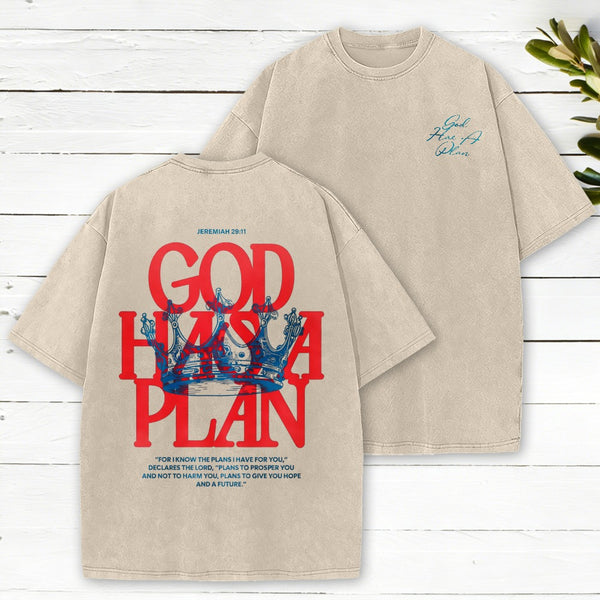 God Has A Plan Christian Washed T-Shirt