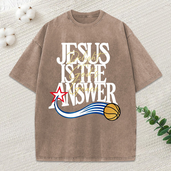 Jesus The Answer Christian Washed T-Shirt