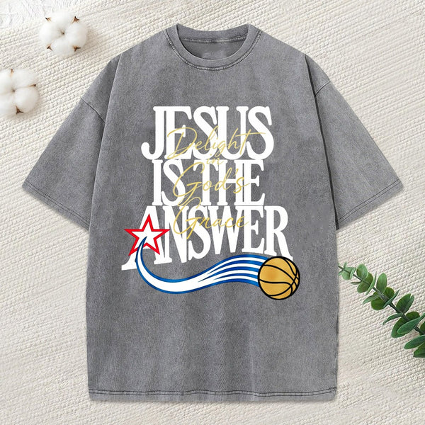 Jesus The Answer Christian Washed T-Shirt