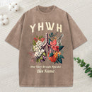 Yhwh Floral Nature Lung Christian Washed T-Shirt