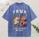 Yhwh Floral Nature Lung Christian Washed T-Shirt