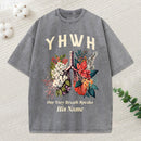Yhwh Floral Nature Lung Christian Washed T-Shirt