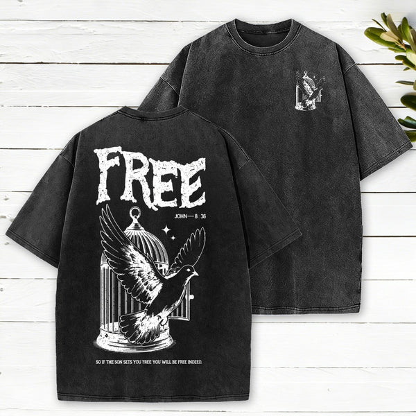 You Will Be Free Indeed Christian Washed T-Shirt