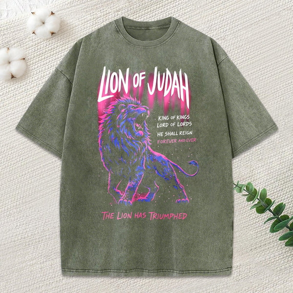 Lion Of Judah Christian Washed T-Shirt