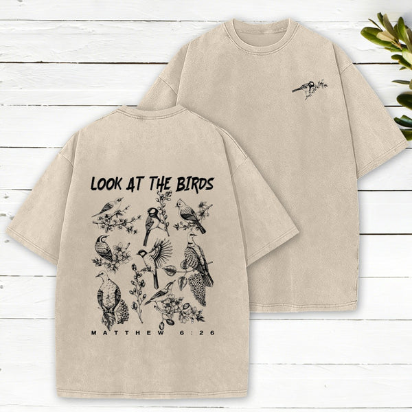 Look At The Birds Christian Washed T-Shirt