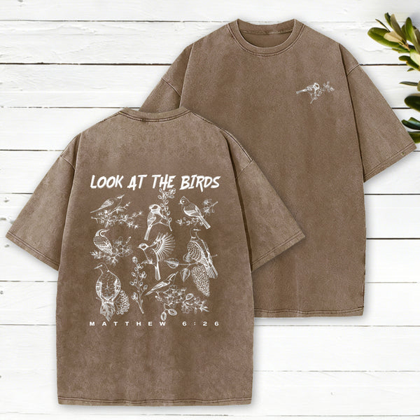 Look At The Birds Christian Washed T-Shirt