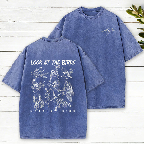 Look At The Birds Christian Washed T-Shirt