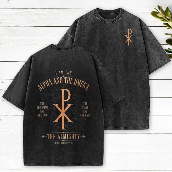 Alpha And Omega Christian Washed T-Shirt