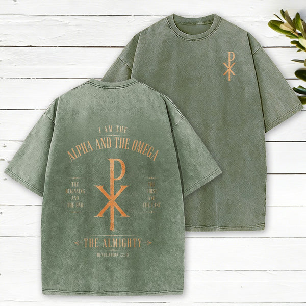 Alpha And Omega Christian Washed T-Shirt
