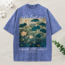 He Leads Me Beside Still Waters Christian Washed T-Shirt