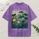 He Leads Me Beside Still Waters Christian Washed T-Shirt