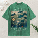 He Leads Me Beside Still Waters Christian Washed T-Shirt