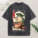 God Provides Even The Noodles Christian Washed T-Shirt